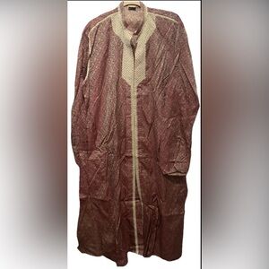 Elegant Burgundy and Tan Embroidered Men's Kurta xxl new Ethnic Wear Top